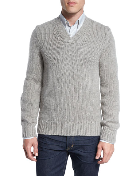 Tom Ford Cashmere-wool V-neck Sweater, Beige | ModeSens