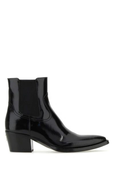 Prada Woman Black Leather Ankle Boots