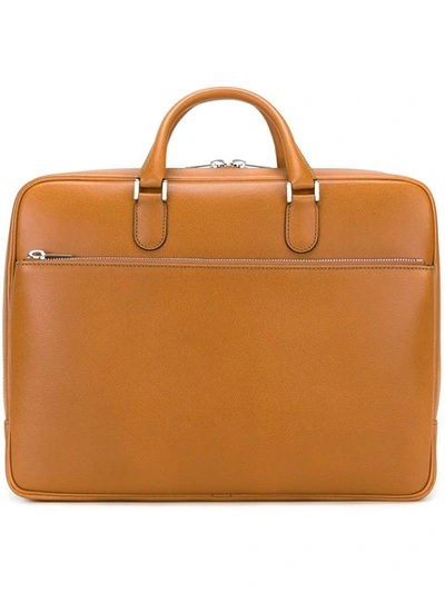 Valextra Double Handle Brief Case In Brown