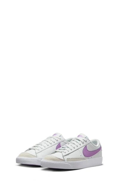 Nike Kids' Blazer Low '77 Low Top Sneaker In White/ White/ Rush Fuchsia