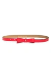 Kate Spade Bow Belt With Spade In Bright Red / Polished Gold