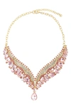 Eye Candy Los Angeles Pink Mermaid Crystal Statement Necklace In Gold/ Pink