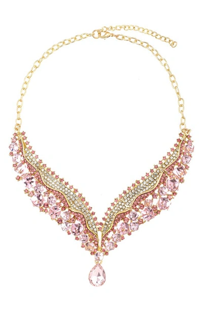 Eye Candy Los Angeles Pink Mermaid Crystal Statement Necklace In Gold/ Pink