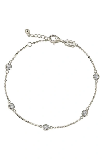 Suzy Levian 14k Gold Diamond Station Bracelet In White