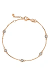 Suzy Levian 14k Gold Diamond Station Bracelet In Rose