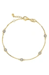 Suzy Levian 14k Gold Diamond Station Bracelet