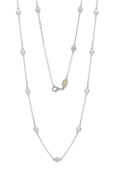 Suzy Levian 14k Gold Diamond Station Chain Necklace In White