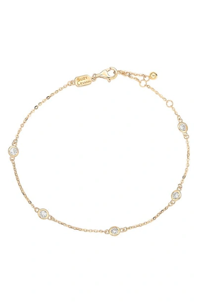Suzy Levian 14k Gold Diamond Station Chain Bracelet In Yellow