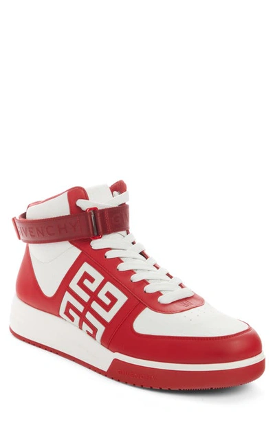 Givenchy G4 High Top Sneaker In Red/white