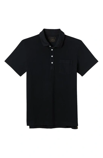 Billy Reid Pensacola Slim Fit Organic Cotton Pocket Polo In Black