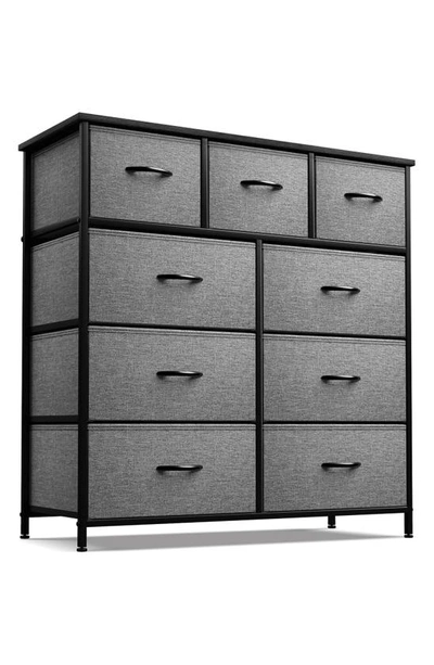 Sorbus Marble Print 9 Drawer Dresser In Black