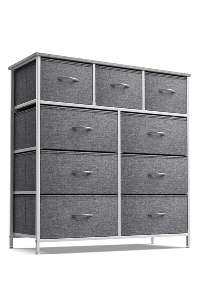 Sorbus Marble Print 9 Drawer Dresser In Grey