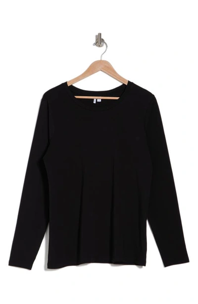 Nordstrom Long Sleeve Pima Cotton T-shirt In Black