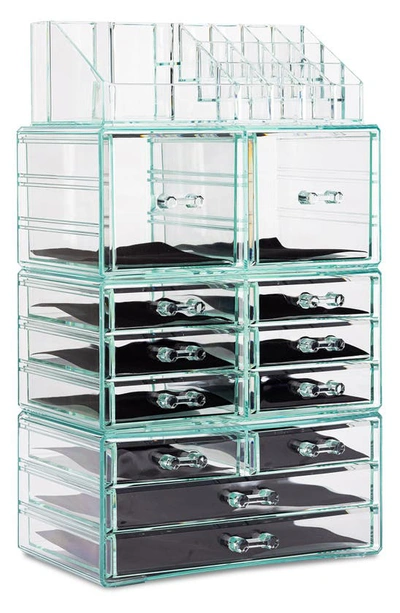 Sorbus Black Clear Makeup & Jewelry Storage Case In Teal