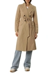 Avec Les Filles Water Resistant Double Breasted Trench Coat In Khaki
