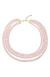 Eye Candy Los Angeles Stone Beaded Layered Necklace In Pink