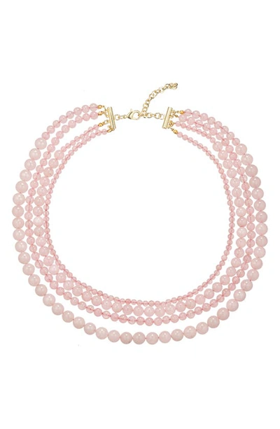 Eye Candy Los Angeles Stone Beaded Layered Necklace In Pink