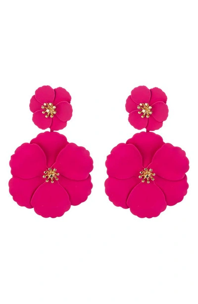 Eye Candy Los Angeles Floral Drop Earrings In Pink