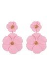 Eye Candy Los Angeles Floral Drop Earrings In Light Pink