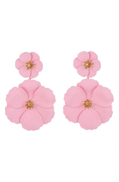 Eye Candy Los Angeles Floral Drop Earrings In Light Pink