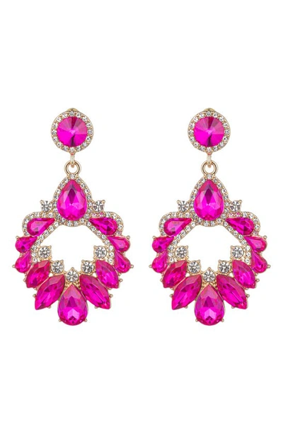 Eye Candy Los Angeles Ari Crystal Statement Drop Earrings In Pink