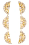 Eye Candy Los Angeles Fruit Slice Imitation Pearl & Cubic Zirconia Drop Earrings In Silver/yellow