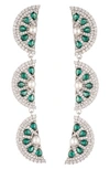 Eye Candy Los Angeles Fruit Slice Imitation Pearl & Cubic Zirconia Drop Earrings In Silver/green
