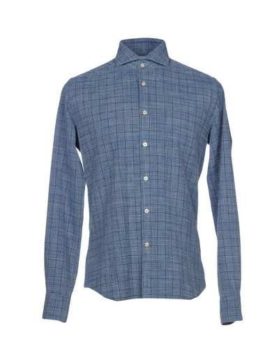 Xacus Checked Shirt In Slate Blue