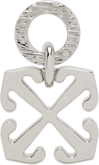 Off-white Arrow-plaque Drop Earring In Silver