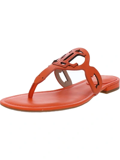 Lauren Ralph Lauren Audrie Womens Leather Slip On Thong Sandals In Orange