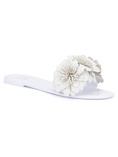 New York And Company Anella Womens Embellished Flat Slide Sandals In White