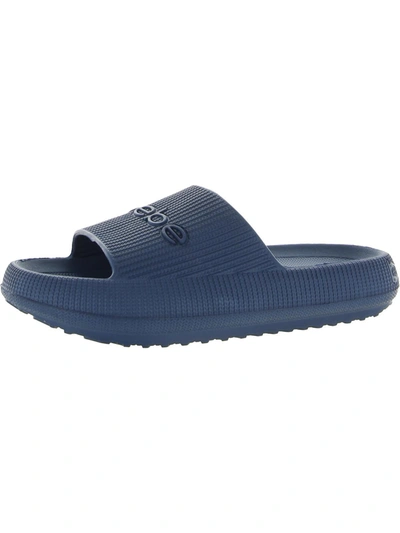 Bebe Malaga Womens Logo Slip On Slide Sandals In Blue