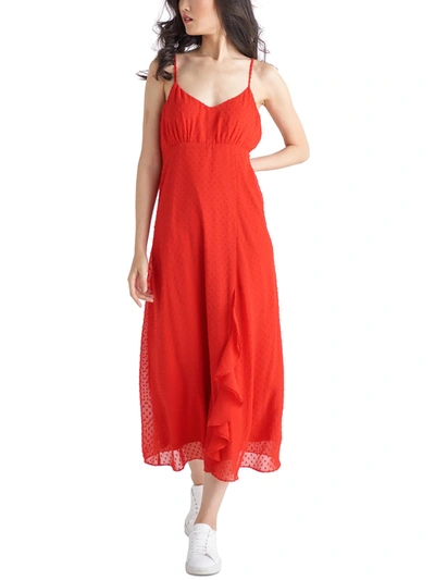 Black Tape Womens Textured Tea Length Midi Dress In Red
