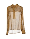 Ottod'ame Patterned Shirts & Blouses In Camel