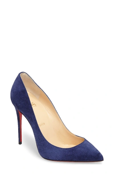 Christian Louboutin Pigalle Follies Pointy Toe Pump In China Blue Suede