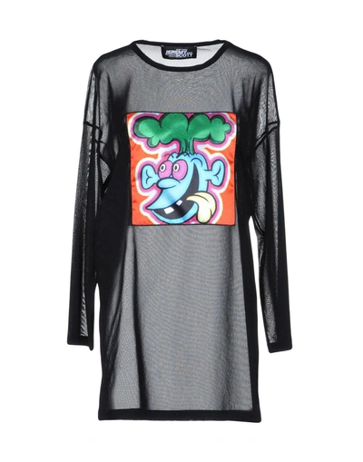 Jeremy Scott Sheer Mesh Graphic T-shirt Dress In Black