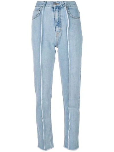 Rokh Frayed Slim-fit Jeans In Light Blue