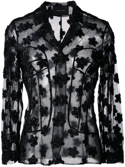 Simone Rocha Sparkle Flower Sheer Jacket In Black