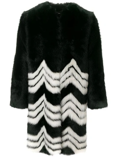 Givenchy Chevron Shearling Coat In Black