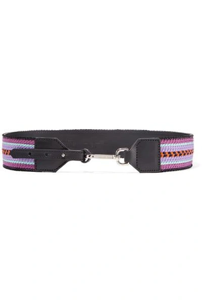 Etro Embroidered Leather Belt In Purple
