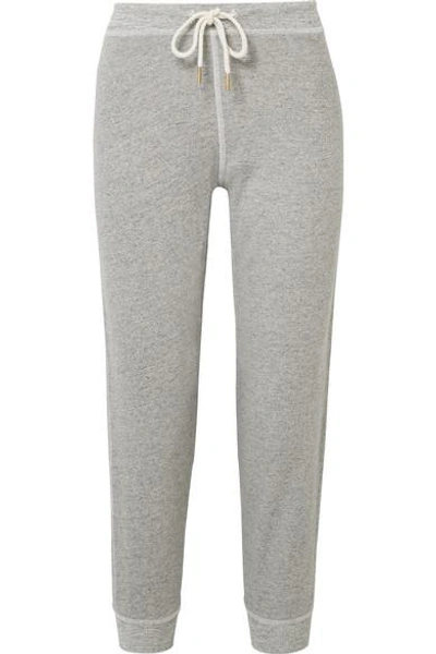 The Great The Cropped Cotton-blend Jersey Track Pants In Gray