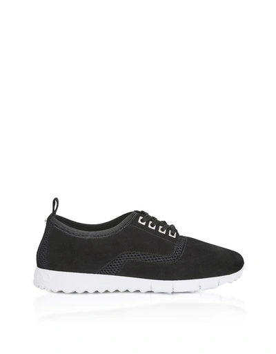 Jimmy Choo Jenson Black Mesh And Suede Trainers In Black/black