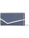 Jimmy Choo Emmie Navy Fine Glitter Leather Clutch Bag In Blue