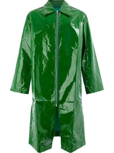 A-cold-wall* Vernished Zipped Midi Coat In Green
