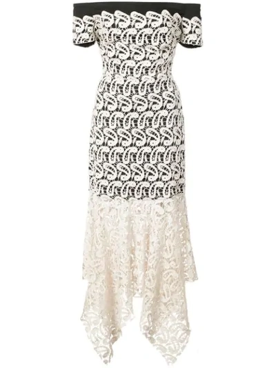 Nicole Miller Lace Layered Strapless Dress In White