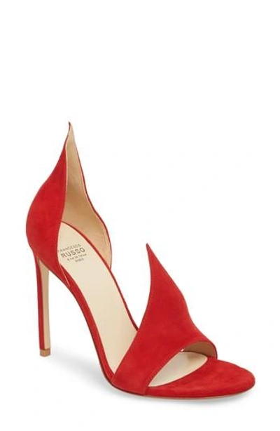 Francesco Russo Flame Sandal In Red Suede