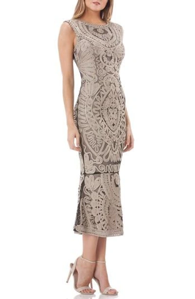 Js Collections Soutache Mesh Dress In Clay