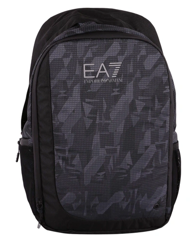 Ea7 Vigor Printed Backpack In Black - Grey