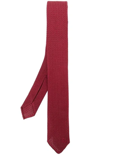 Ferragamo Woven Tie In Red