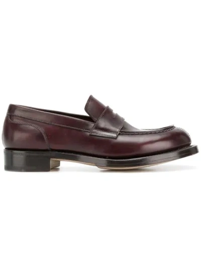 Santoni Penny Loafers In Brown